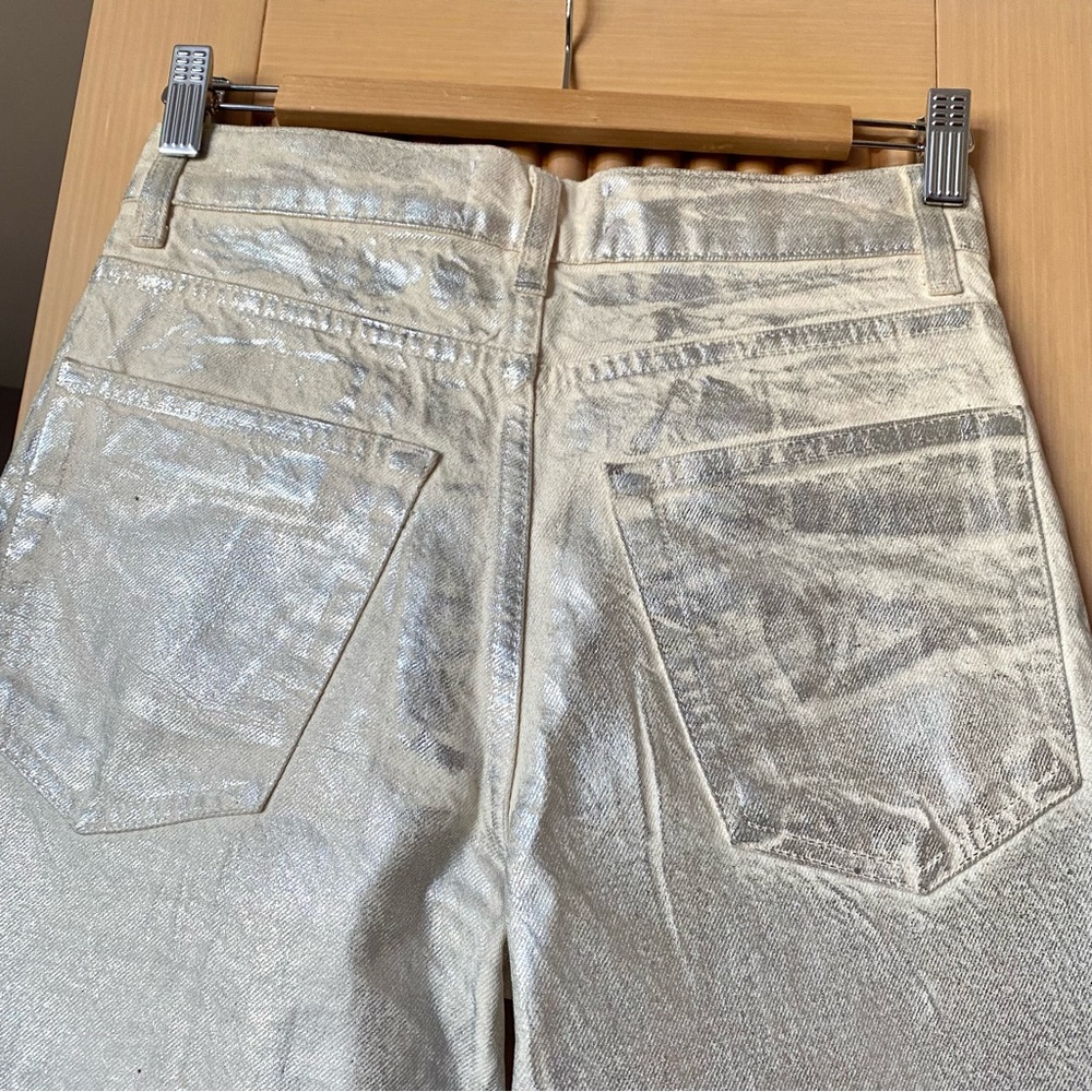 Zara silver metallic wide leg jeans - Picture 11 of 16
